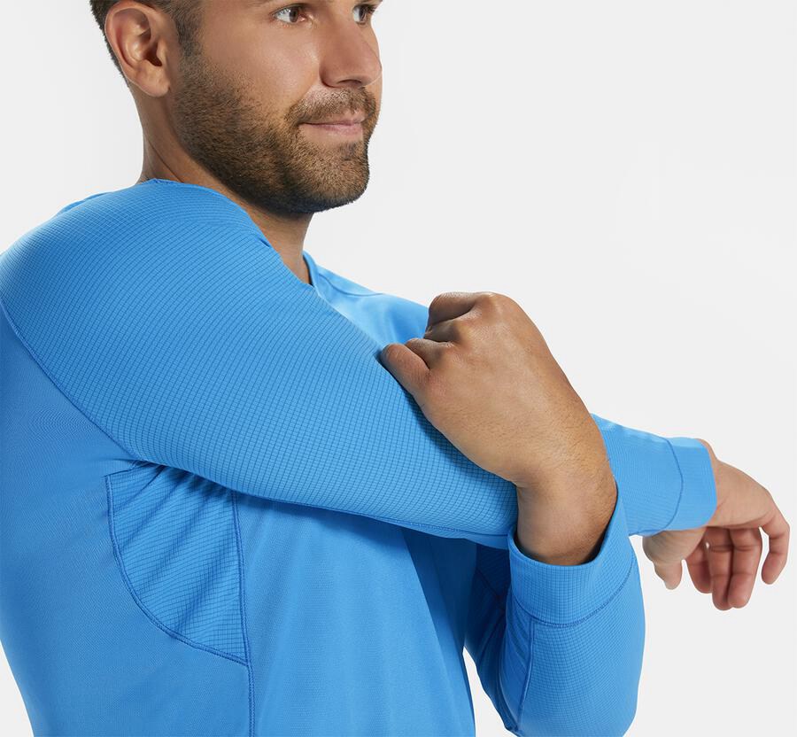 Hoka One One Tops Mens Blue - Performance 3/4 Sleeve - 37958VEFT